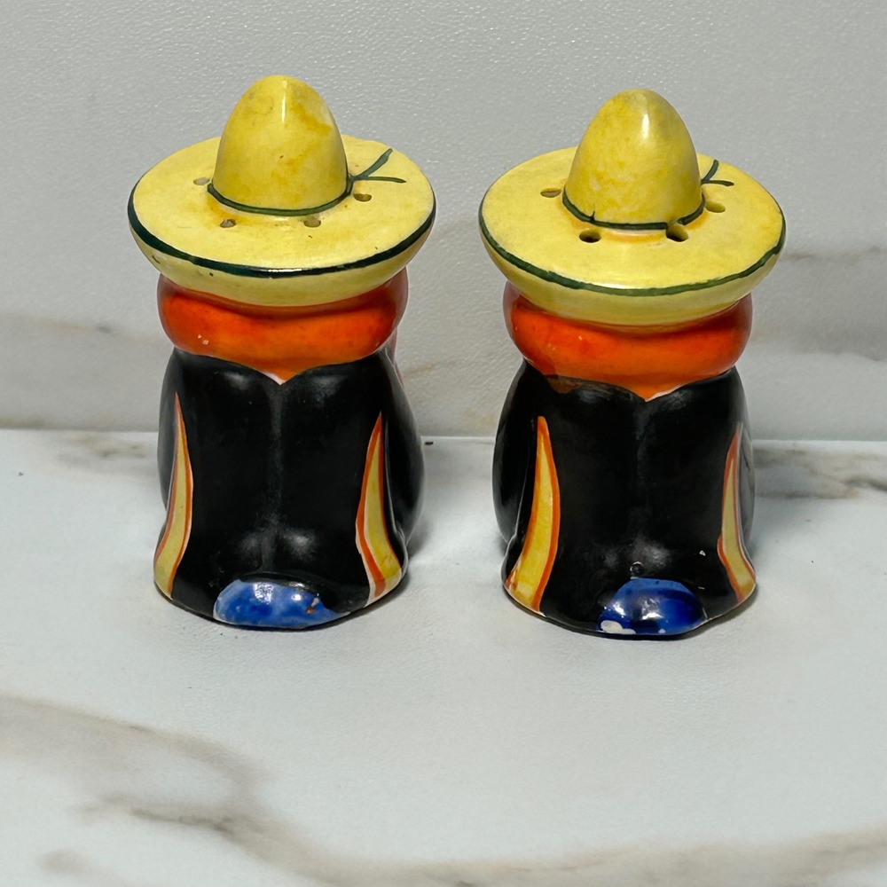 Vintage Japan Ceramic Siesta Man Salt and Pepper Shakers Sombrero Set